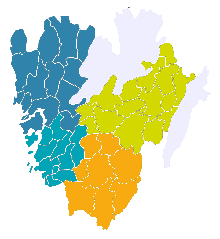 Karta över Västra Götalands 49 kommuner